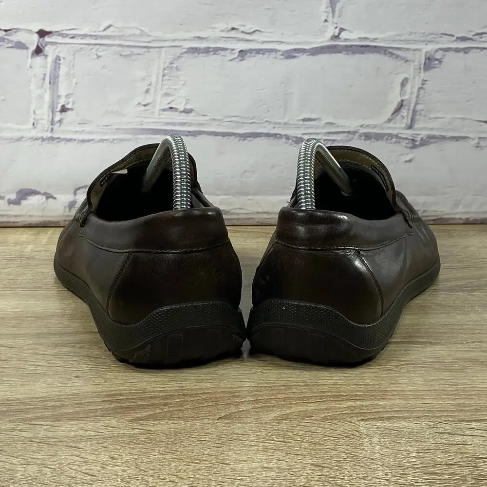 Ecco S Lite Brown Leather Driving Loafers Men's 42 US 8 Moc Toe Slip On Shoes